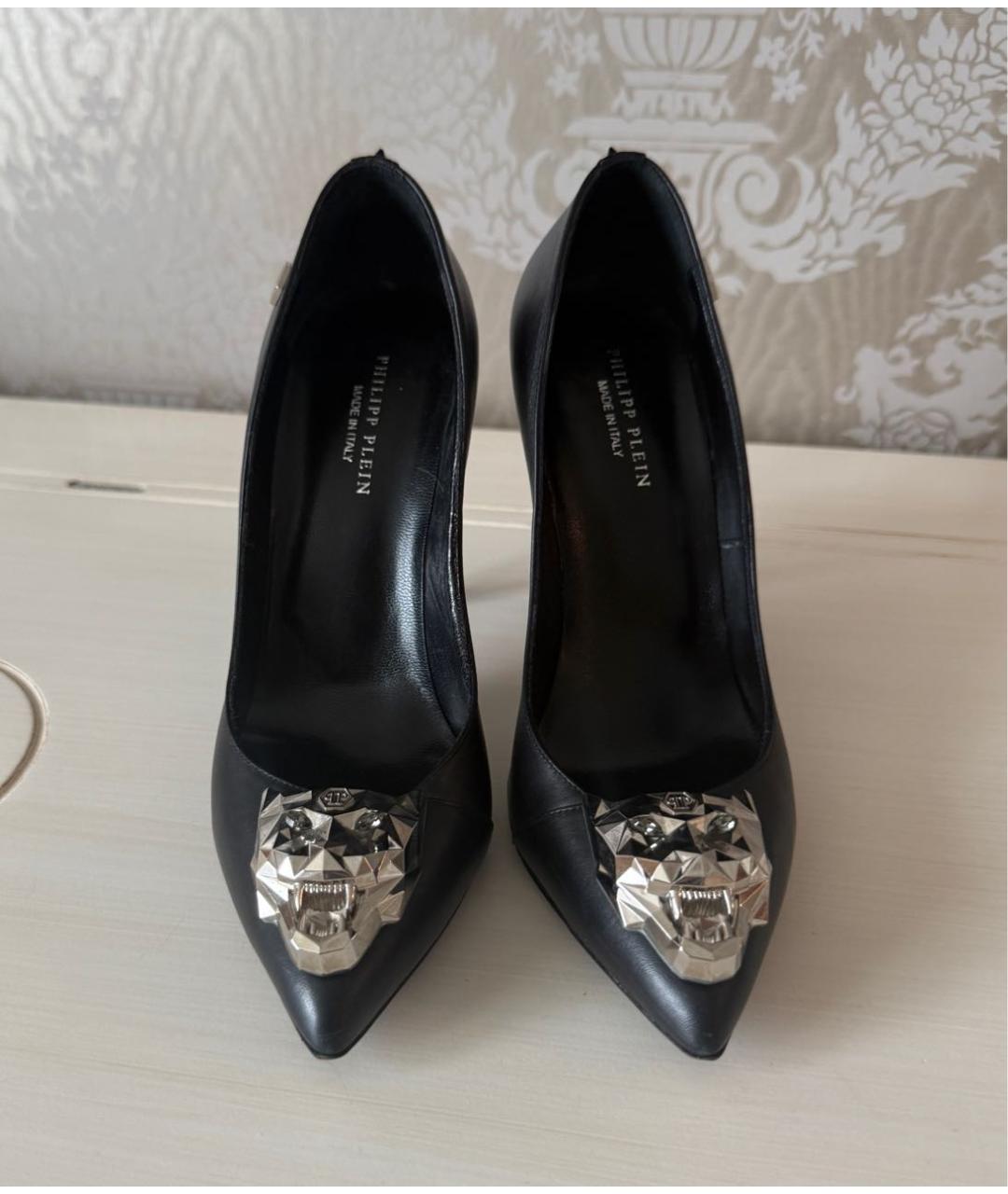 PHILIPP PLEIN Черные кожаные туфли, фото 2
