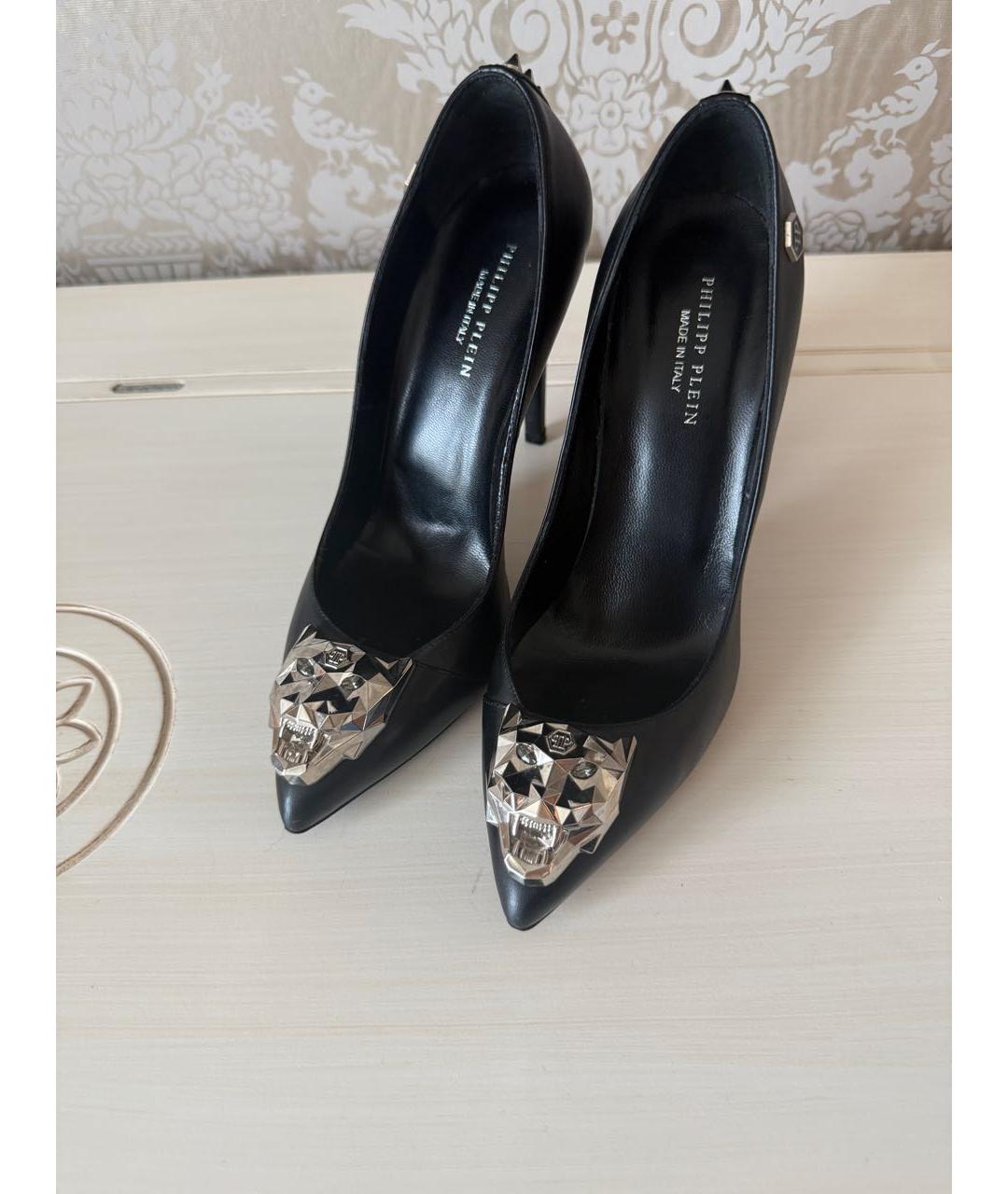 PHILIPP PLEIN Черные кожаные туфли, фото 4