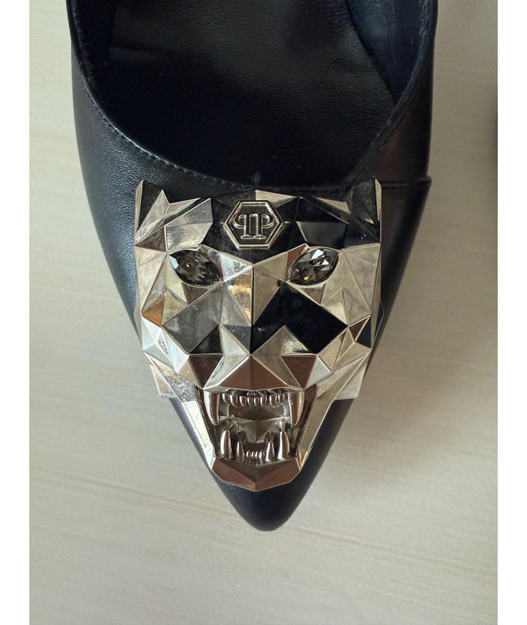 PHILIPP PLEIN Черные кожаные туфли, фото 6
