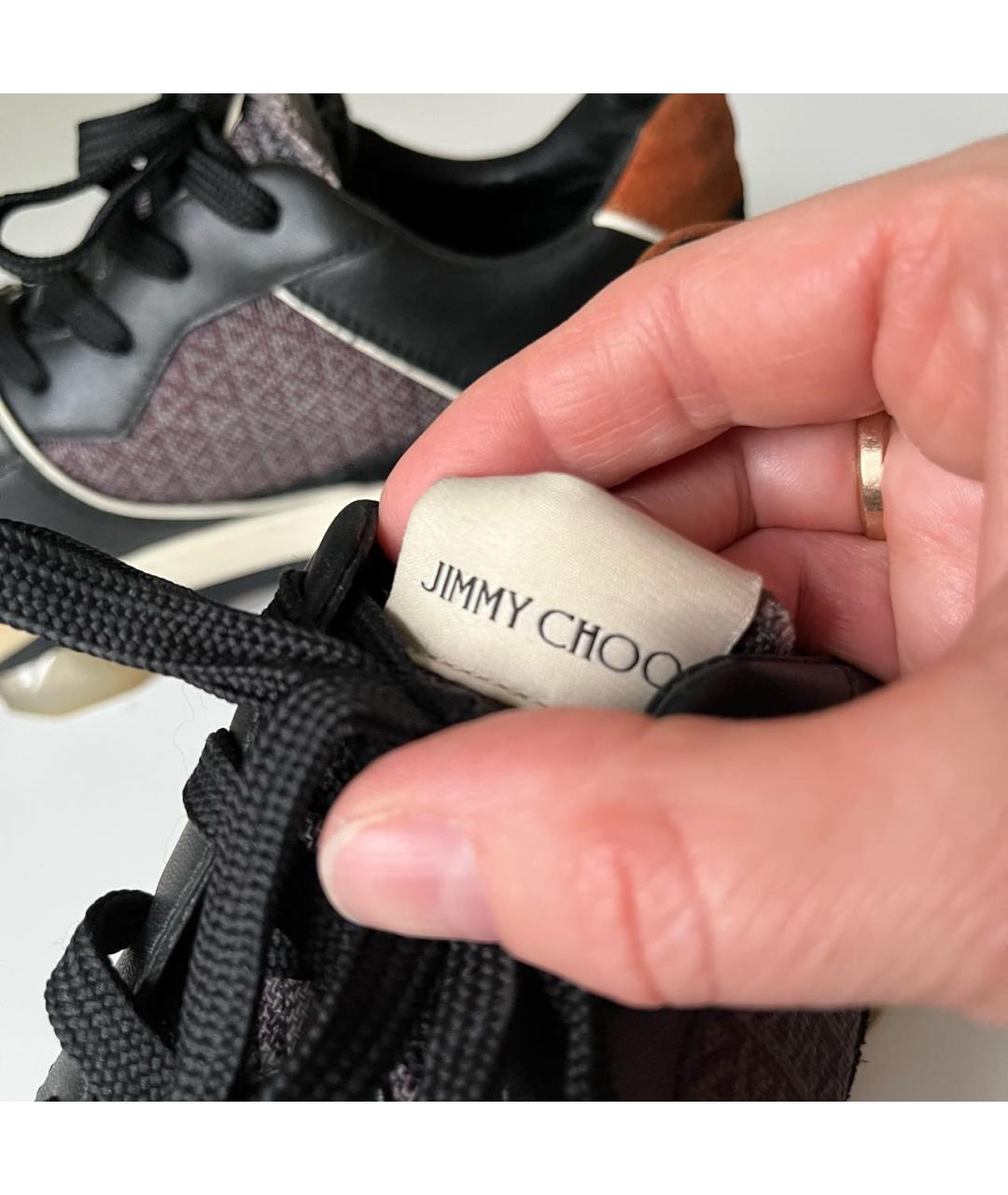 JIMMY CHOO Черные кожаные низкие кроссовки / кеды, фото 5