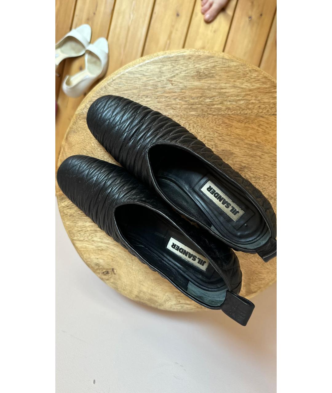 JIL SANDER Черные кожаные туфли, фото 2