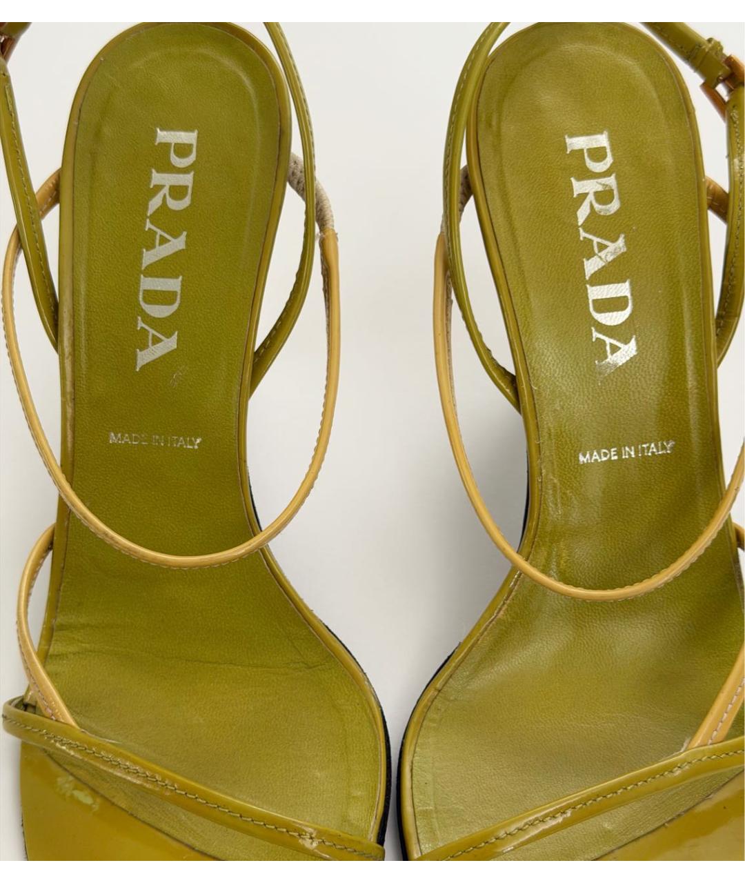 PRADA Зеленые кожаные босоножки, фото 3