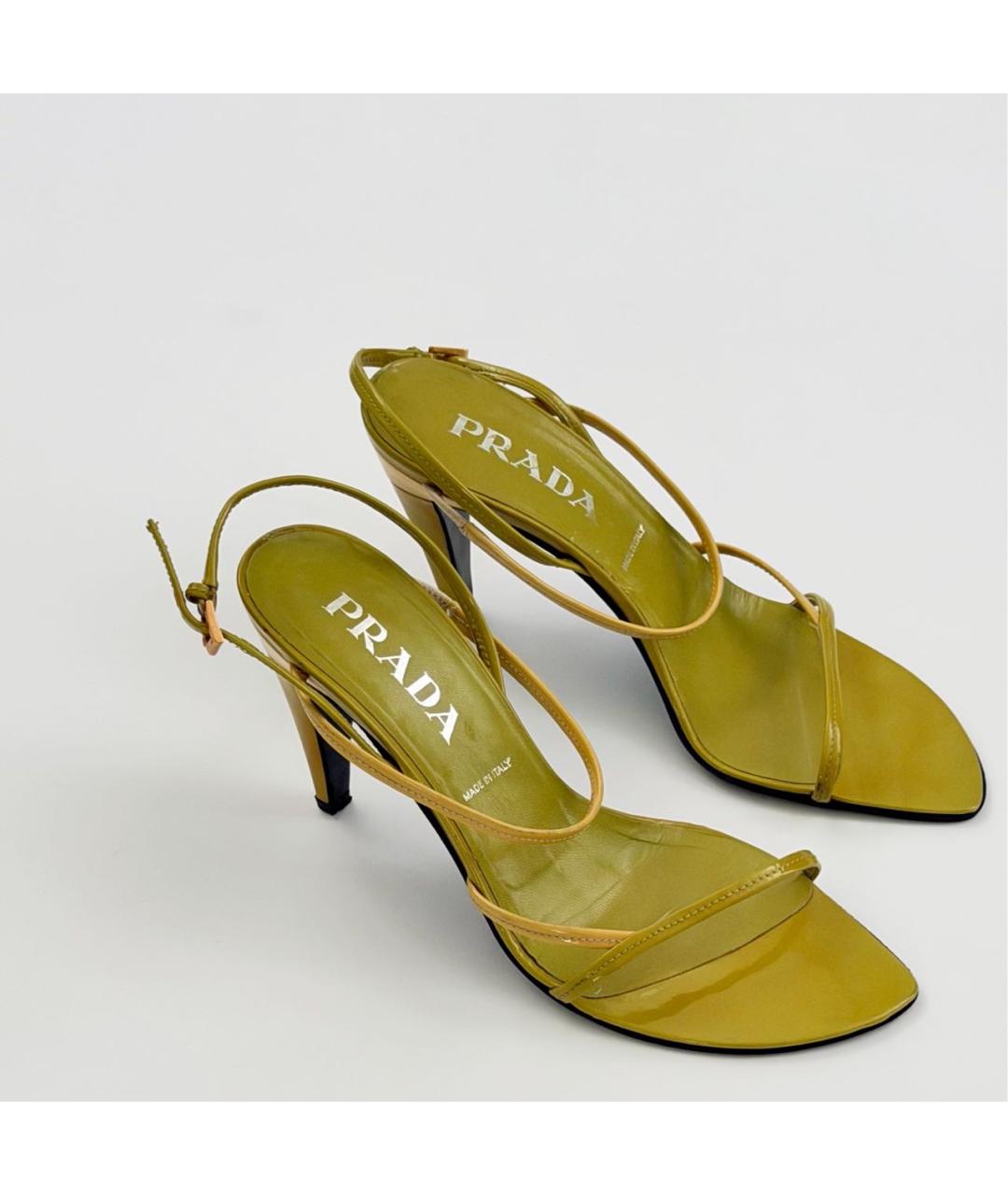 PRADA Зеленые кожаные босоножки, фото 7