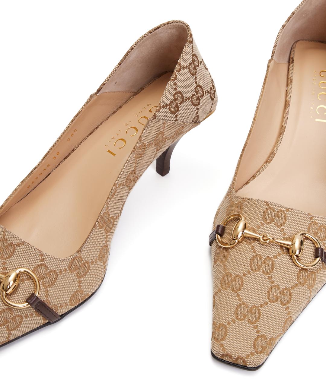 GUCCI Коричневые текстильные туфли, фото 4