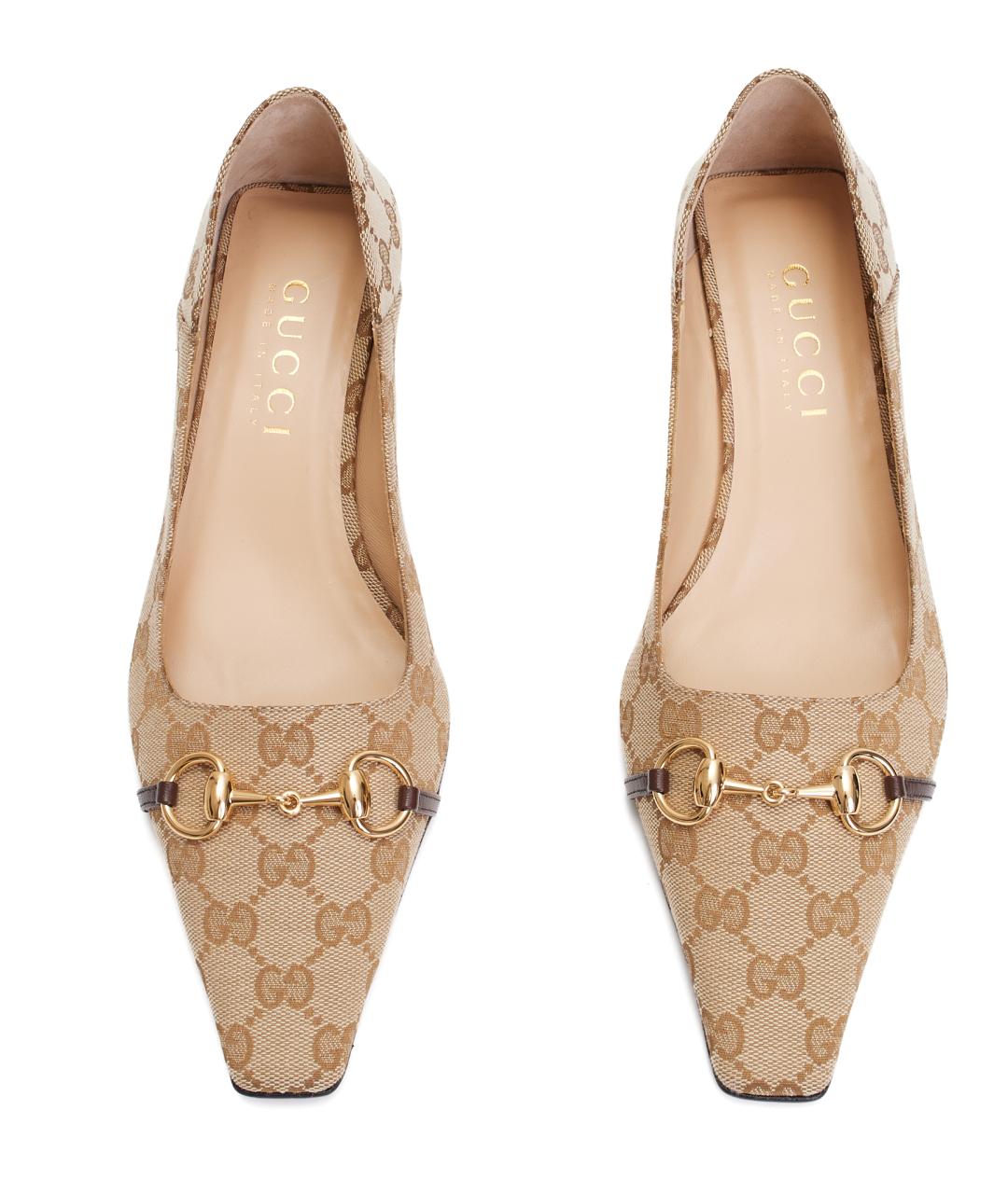 GUCCI Коричневые текстильные туфли, фото 3