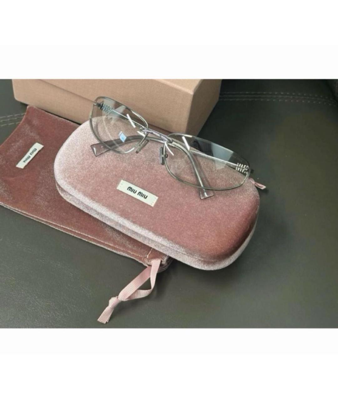 MIU MIU Серебряные металлические солнцезащитные очки, фото 5