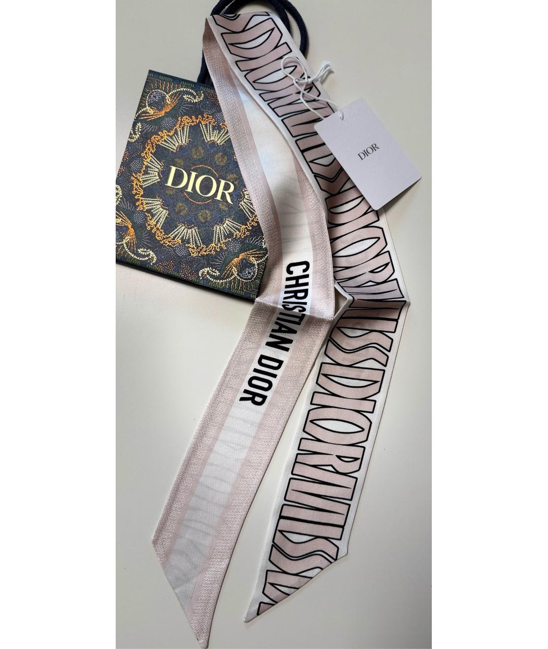 CHRISTIAN DIOR Розовый шелковый шарф, фото 4