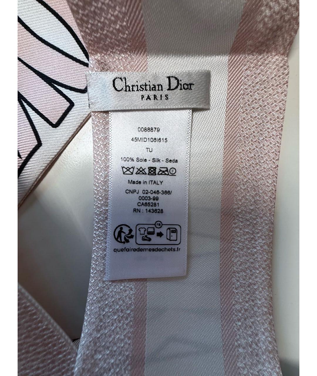 CHRISTIAN DIOR Розовый шелковый шарф, фото 5