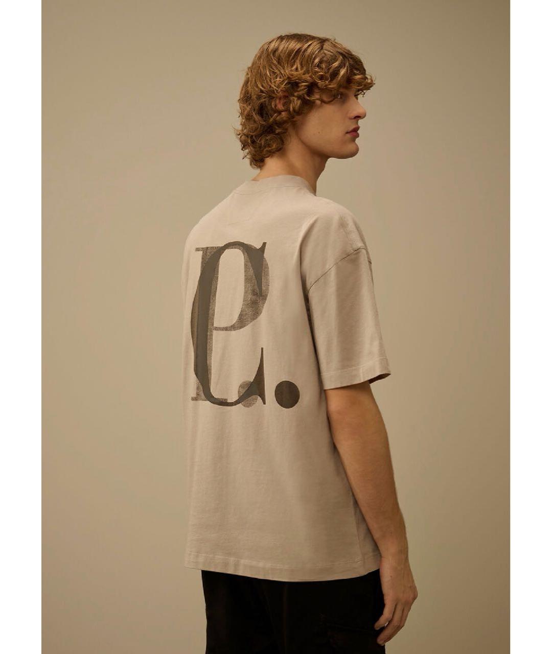 CP COMPANY Бежевая хлопковая футболка, фото 2