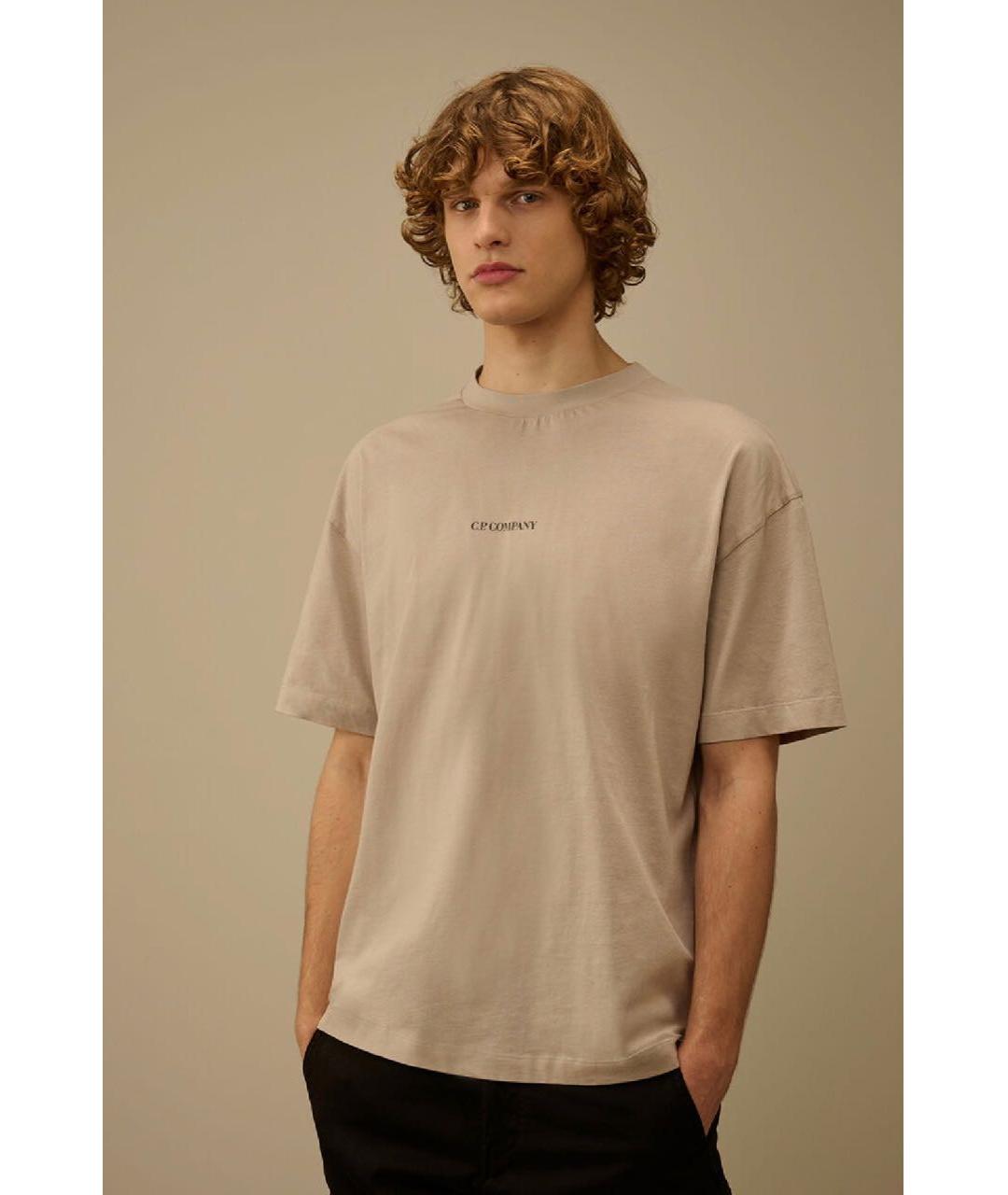 CP COMPANY Бежевая хлопковая футболка, фото 3