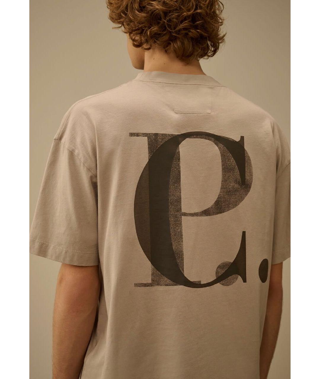 CP COMPANY Бежевая хлопковая футболка, фото 4