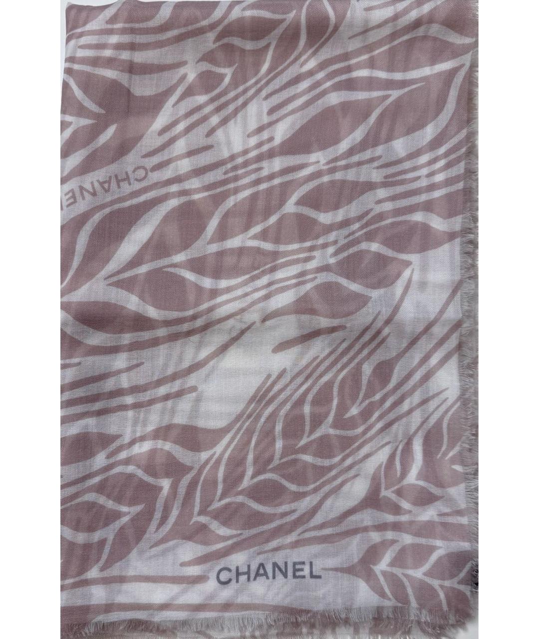 CHANEL Бежевый кашемировый шарф, фото 7