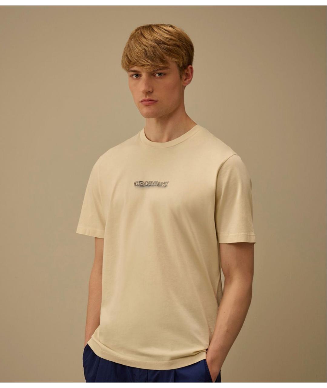 CP COMPANY Бежевая хлопковая футболка, фото 3