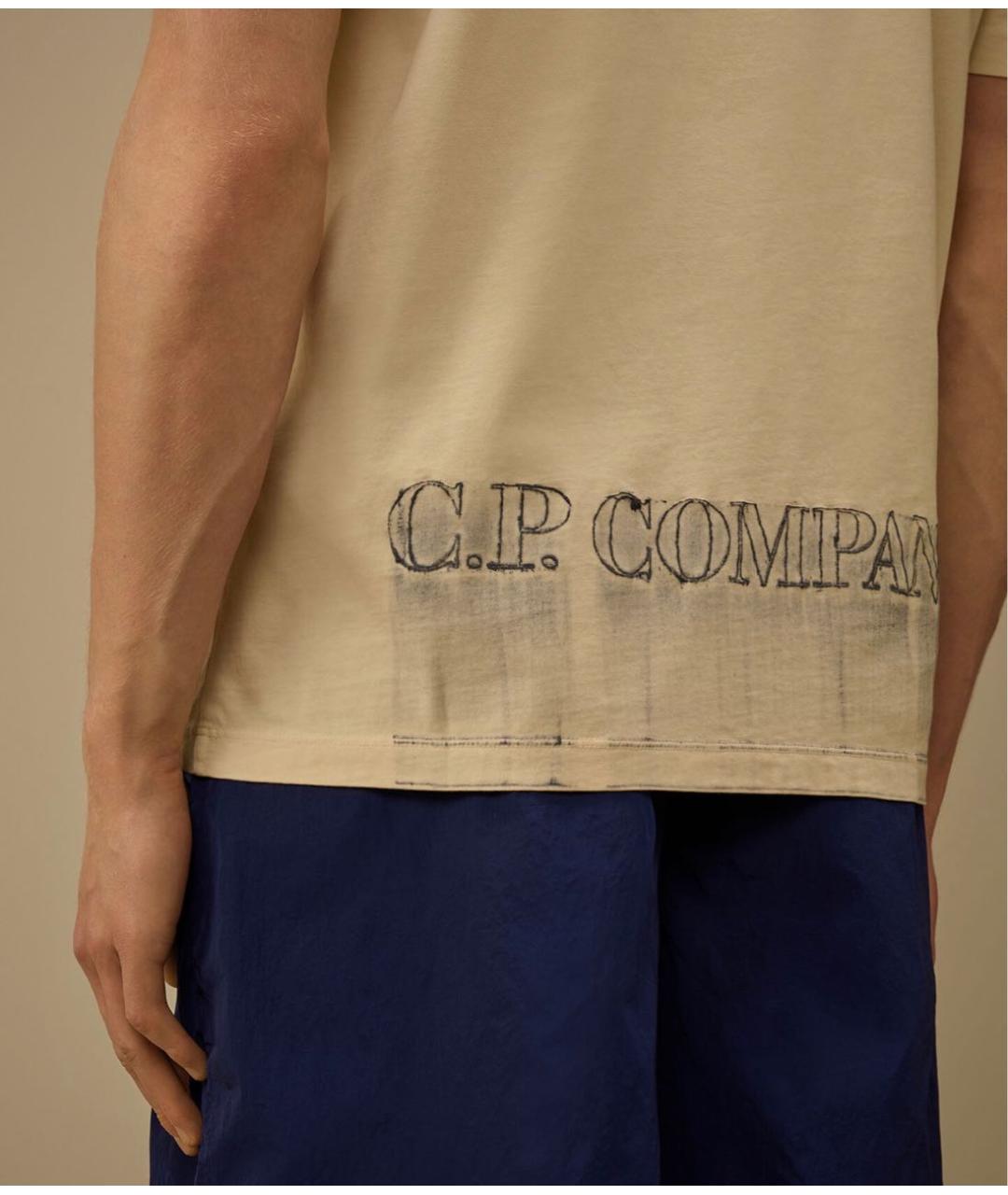 CP COMPANY Бежевая хлопковая футболка, фото 4