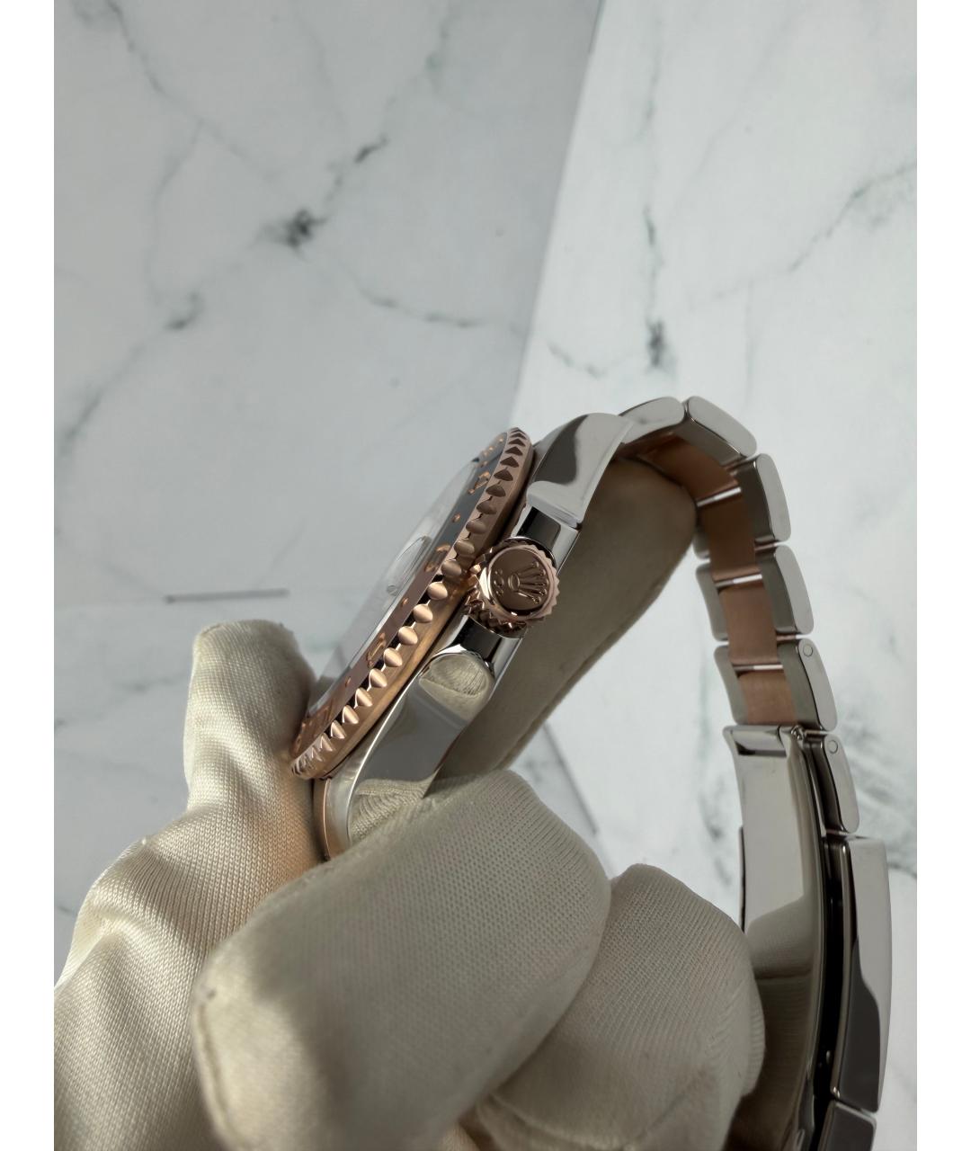 ROLEX Черные часы из розового золота, фото 4