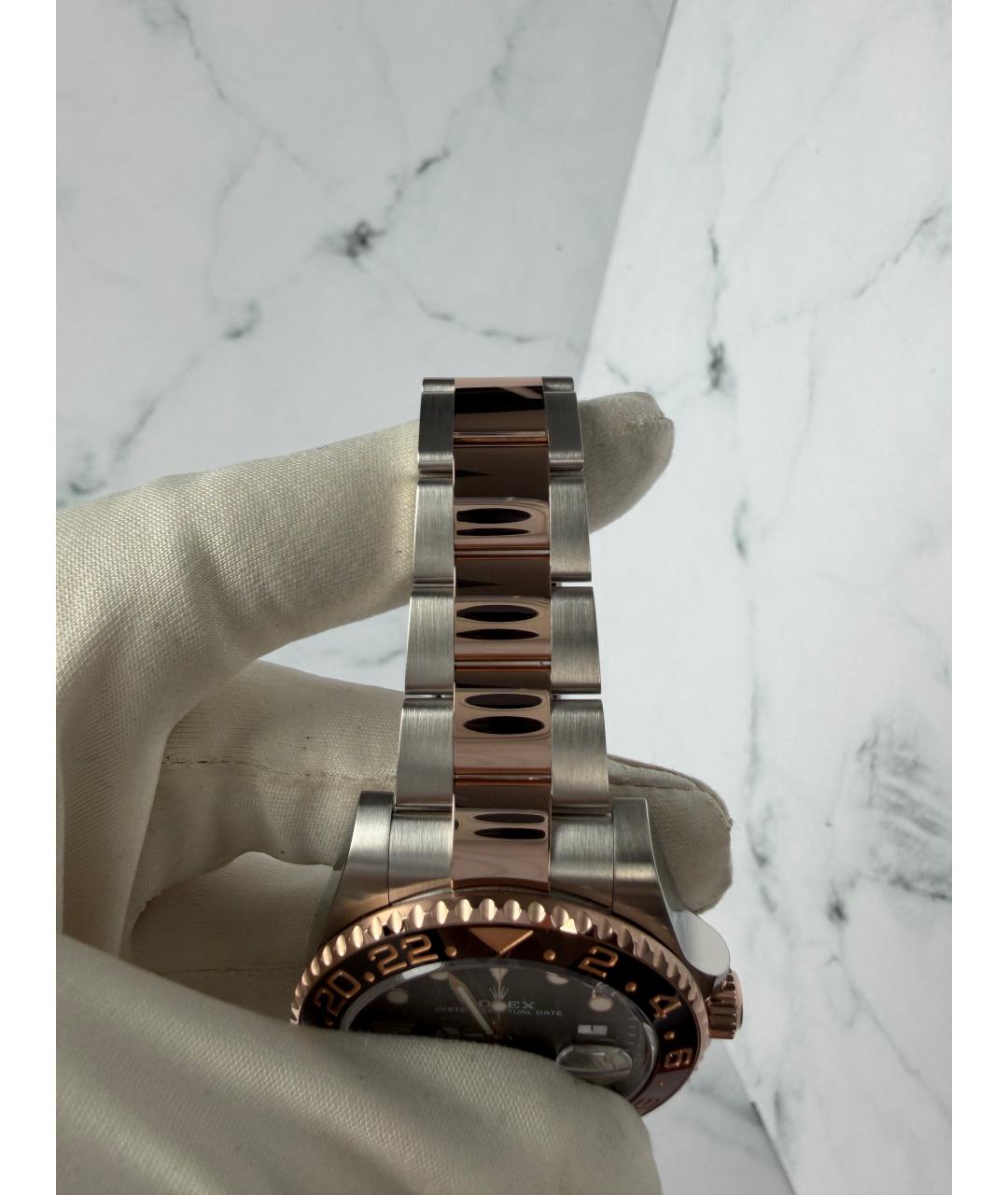 ROLEX Черные часы из розового золота, фото 7