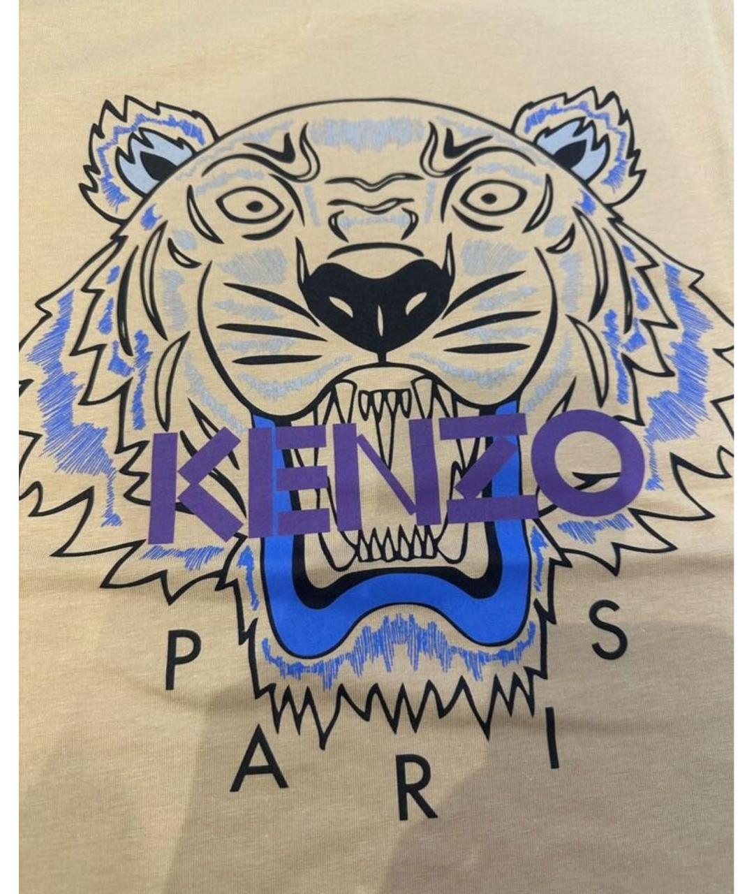 KENZO Коричневая хлопковая футболка, фото 2