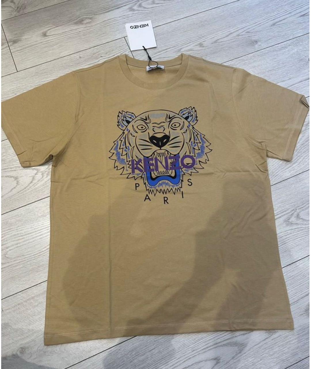 KENZO Коричневая хлопковая футболка, фото 7