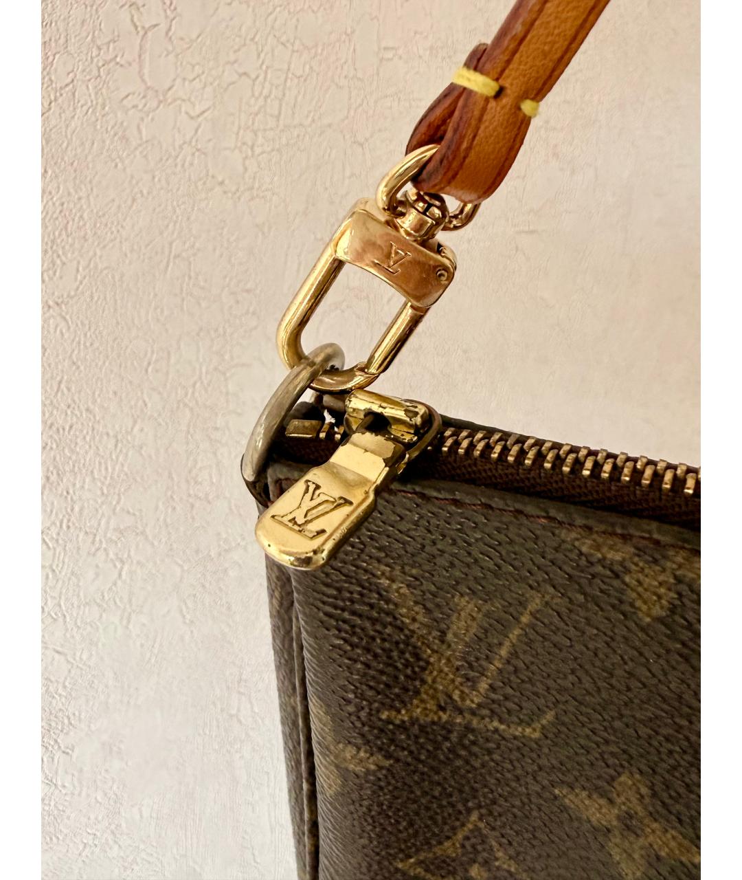 LOUIS VUITTON Коричневая кожаная сумка с короткими ручками, фото 3
