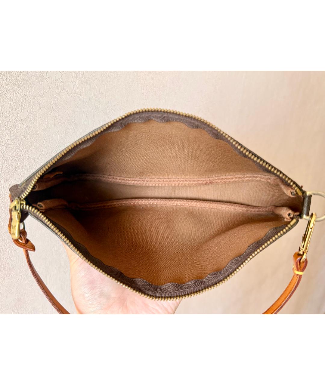LOUIS VUITTON Коричневая кожаная сумка с короткими ручками, фото 5