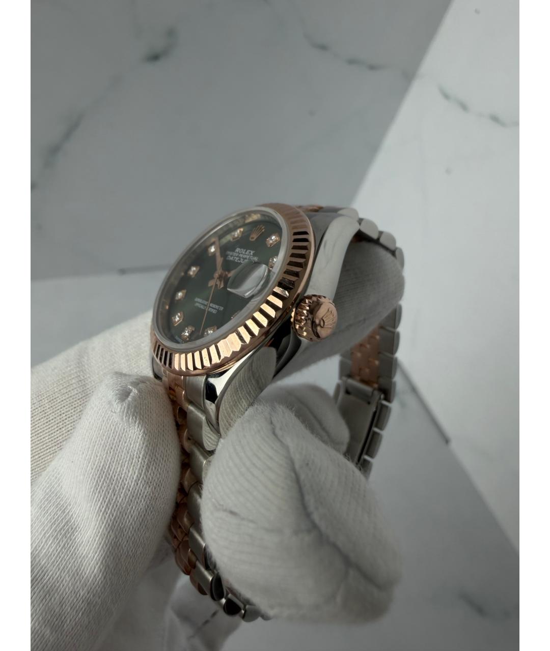 ROLEX Зеленые часы из розового золота, фото 3