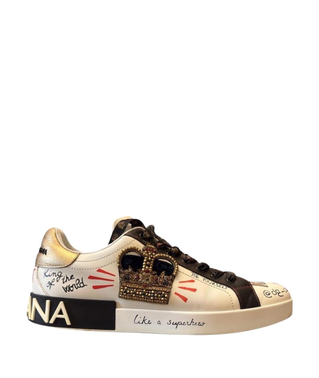 DOLCE&GABBANA Белые кожаные низкие кроссовки / кеды, фото 1