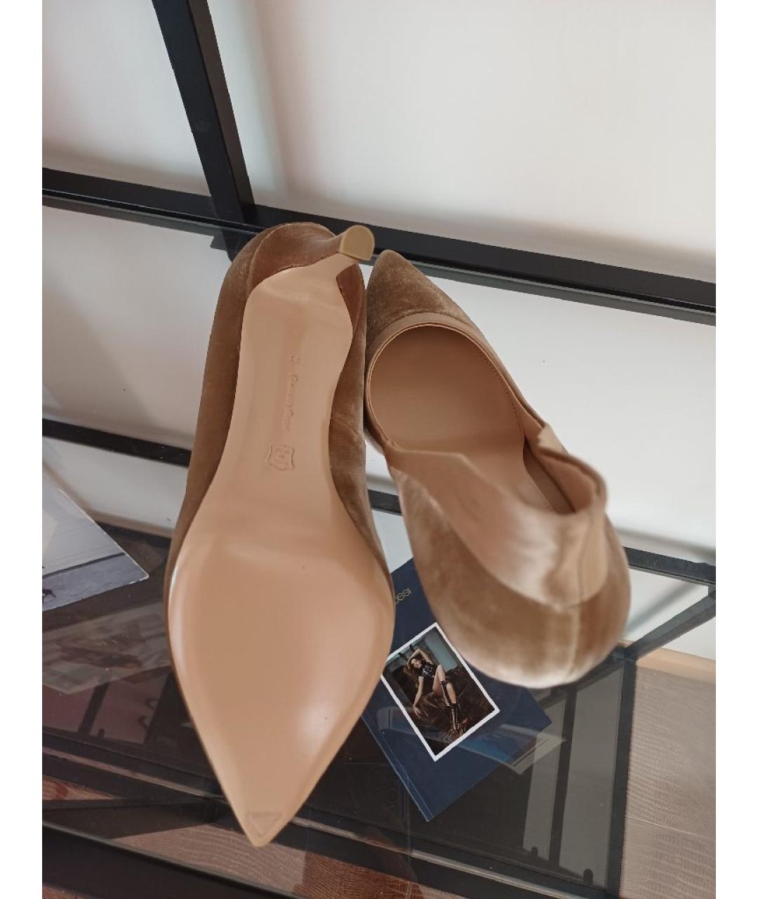 GIANVITO ROSSI Коричневые бархатные туфли, фото 9