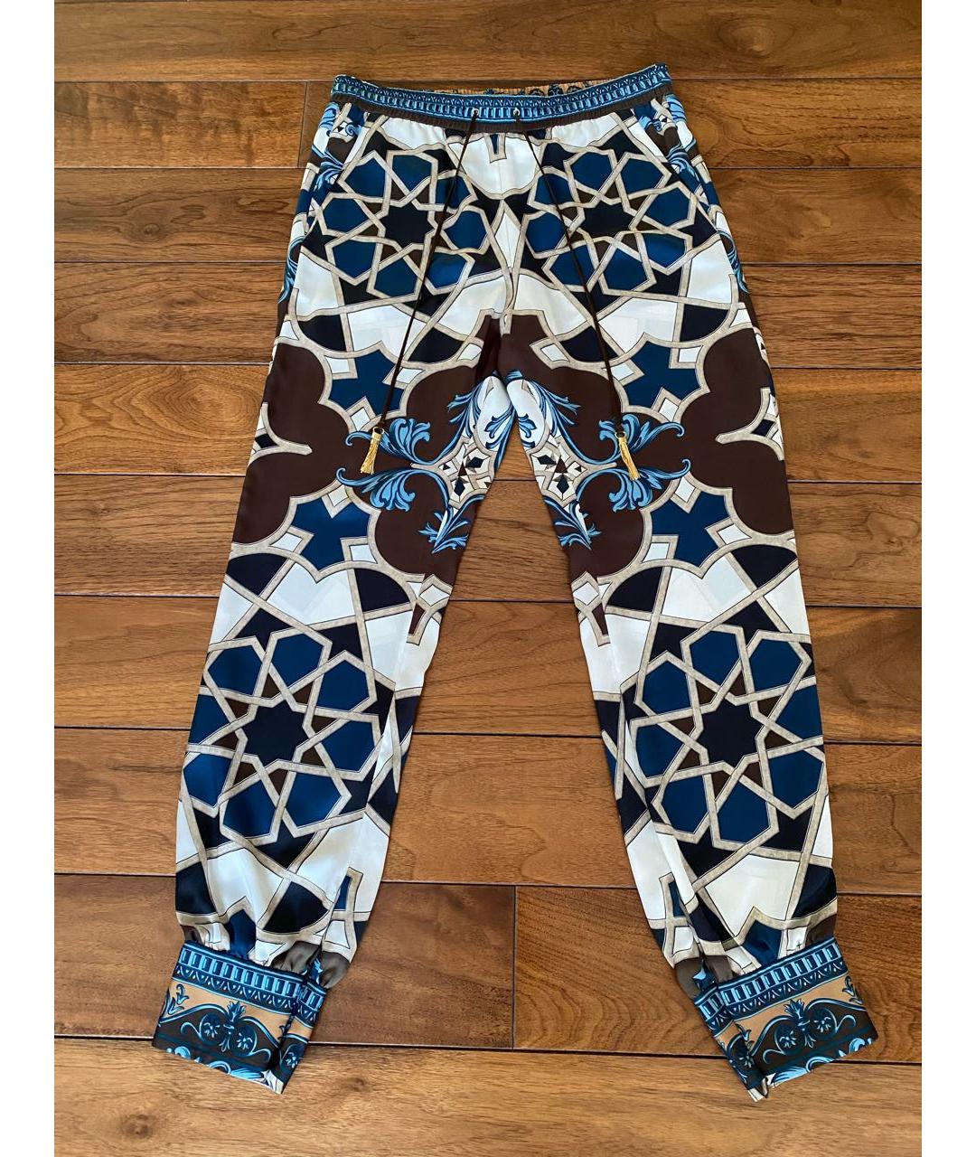 VERSACE Мульти шелковые брюки узкие, фото 5