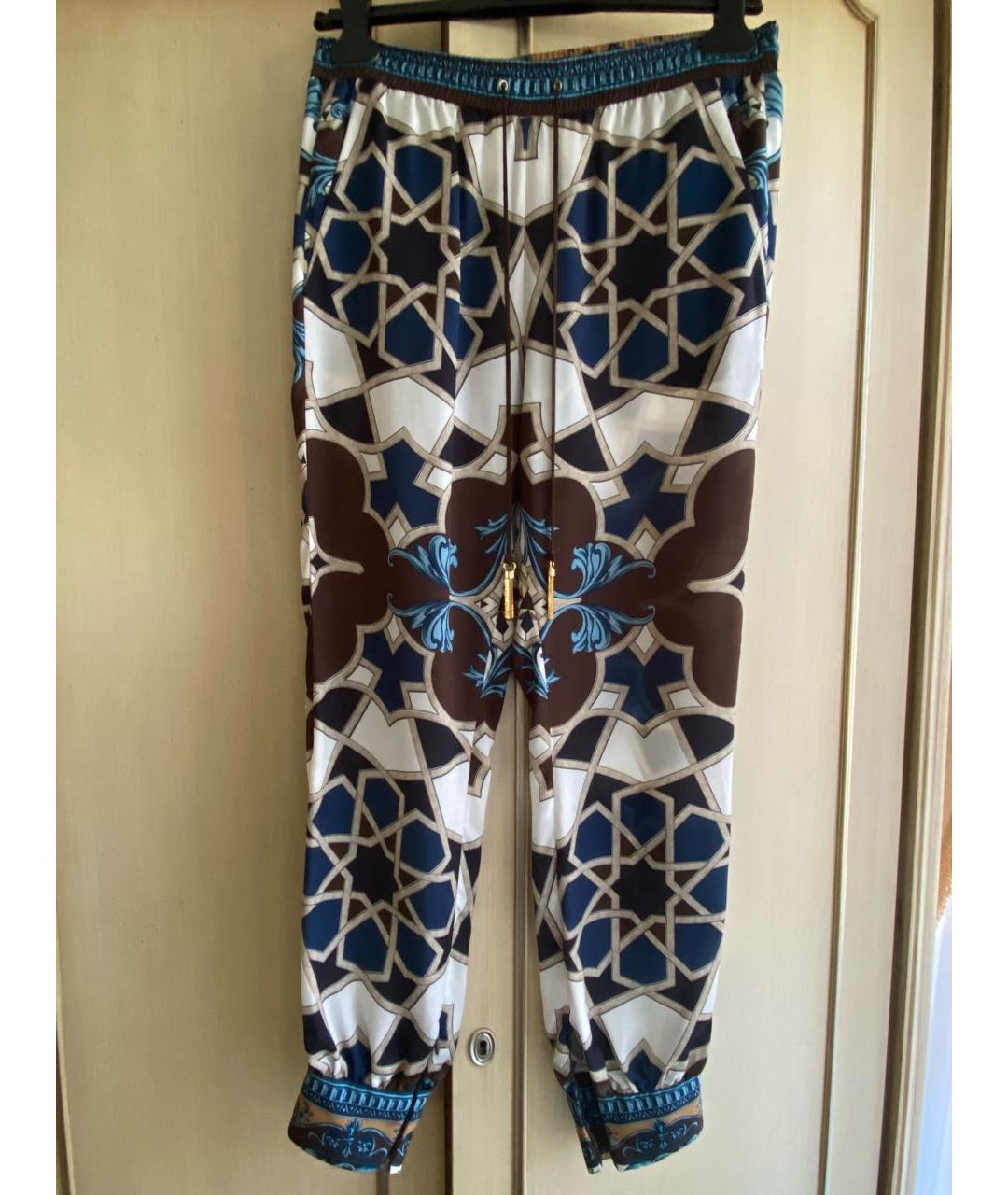 VERSACE Мульти шелковые брюки узкие, фото 4