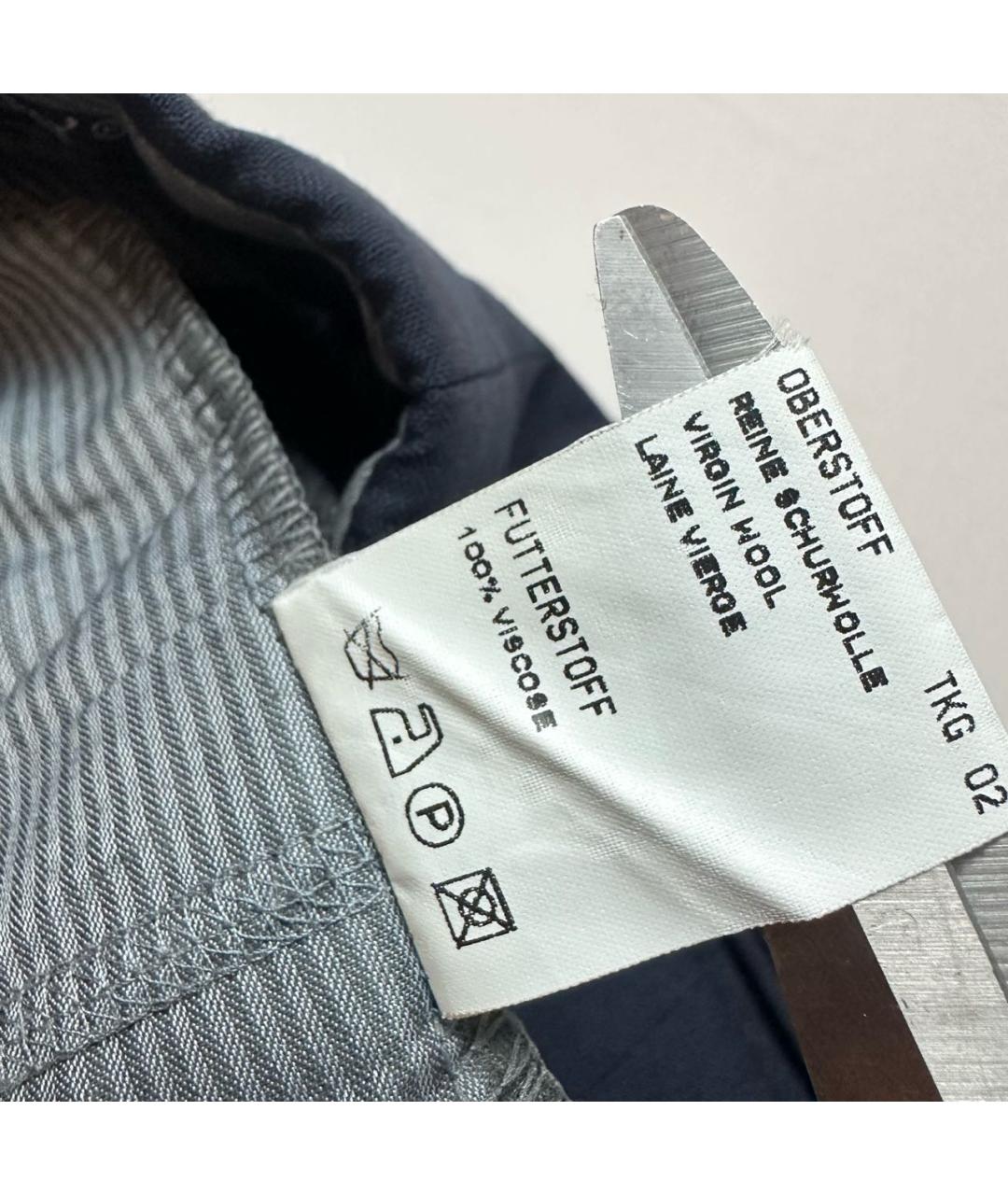 BURBERRY Темно-синие шерстяные классические брюки, фото 7