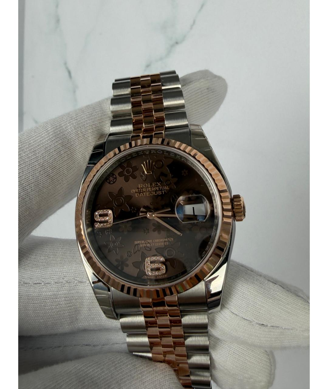 ROLEX Коричневые часы из розового золота, фото 2