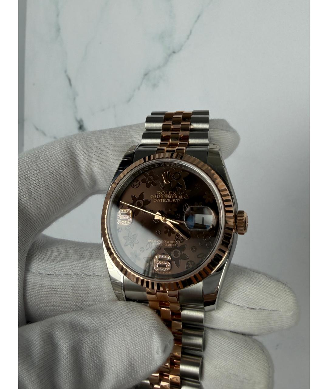 ROLEX Коричневые часы из розового золота, фото 3