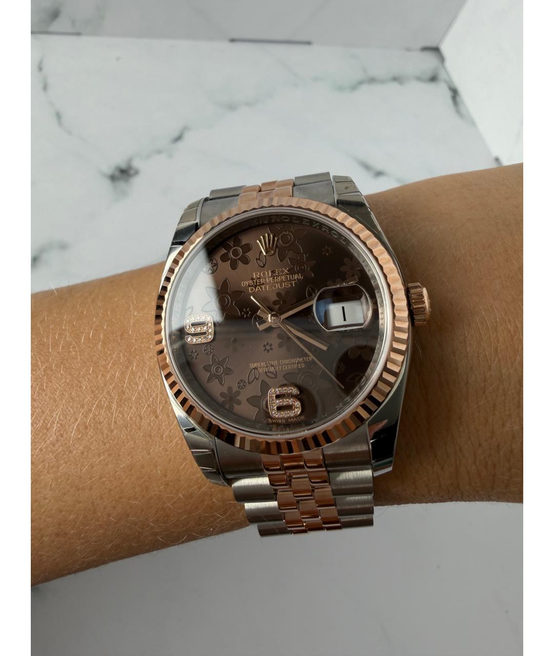ROLEX Коричневые часы из розового золота, фото 7
