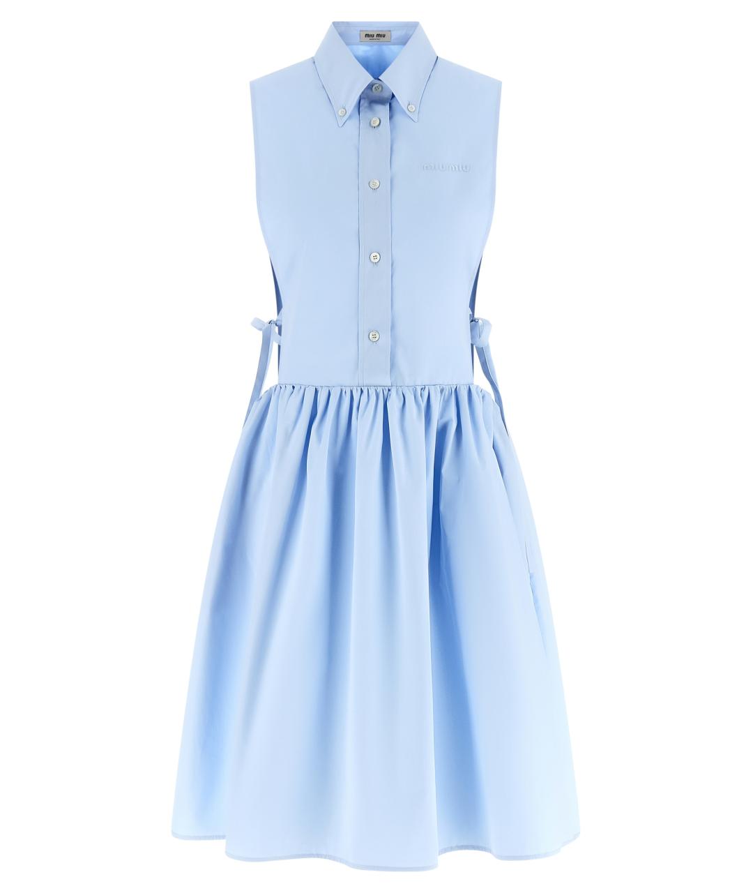 MIU MIU Голубое хлопковое повседневное платье, фото 1