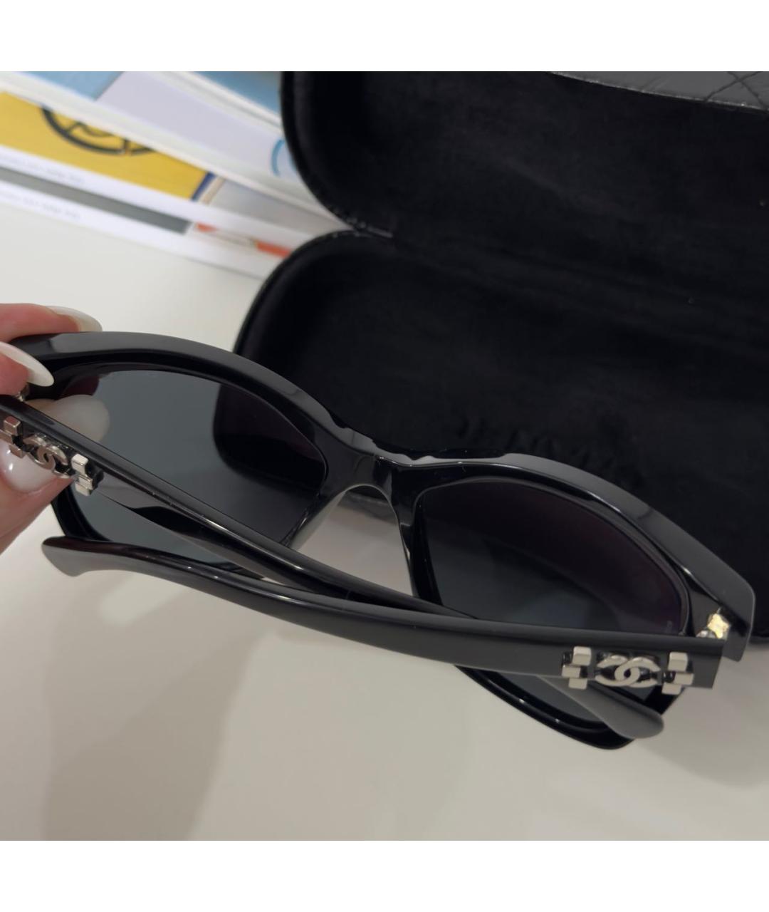 CHANEL Черные пластиковые солнцезащитные очки, фото 5