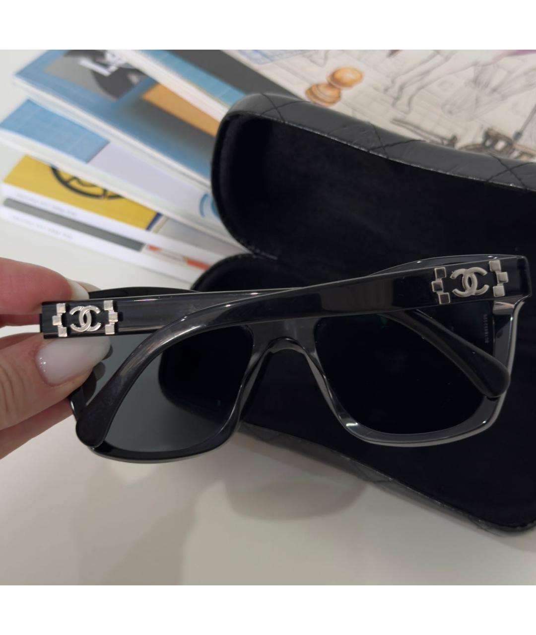 CHANEL Черные пластиковые солнцезащитные очки, фото 7