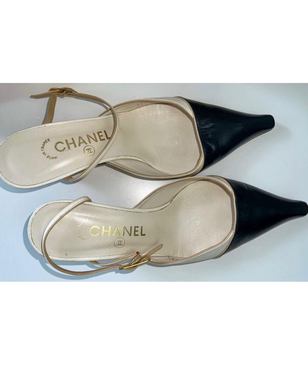 CHANEL Бежевые кожаные босоножки, фото 5