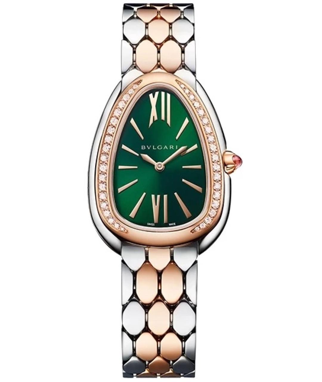 BVLGARI Зеленые серьги из розового золота, фото 1