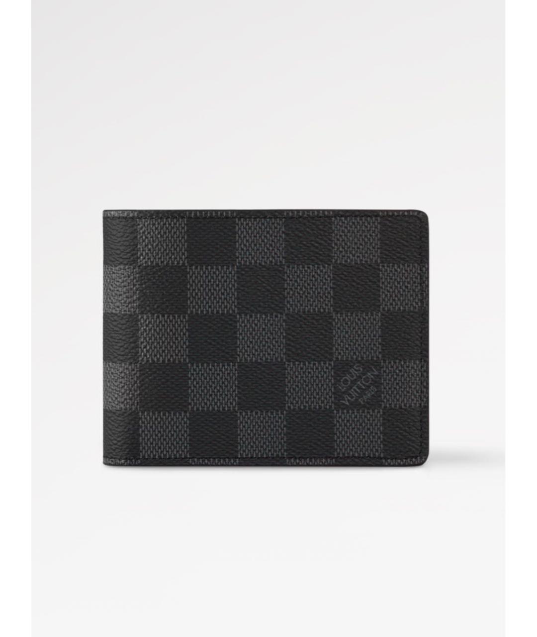 LOUIS VUITTON Черный кожаный кошелек, фото 4