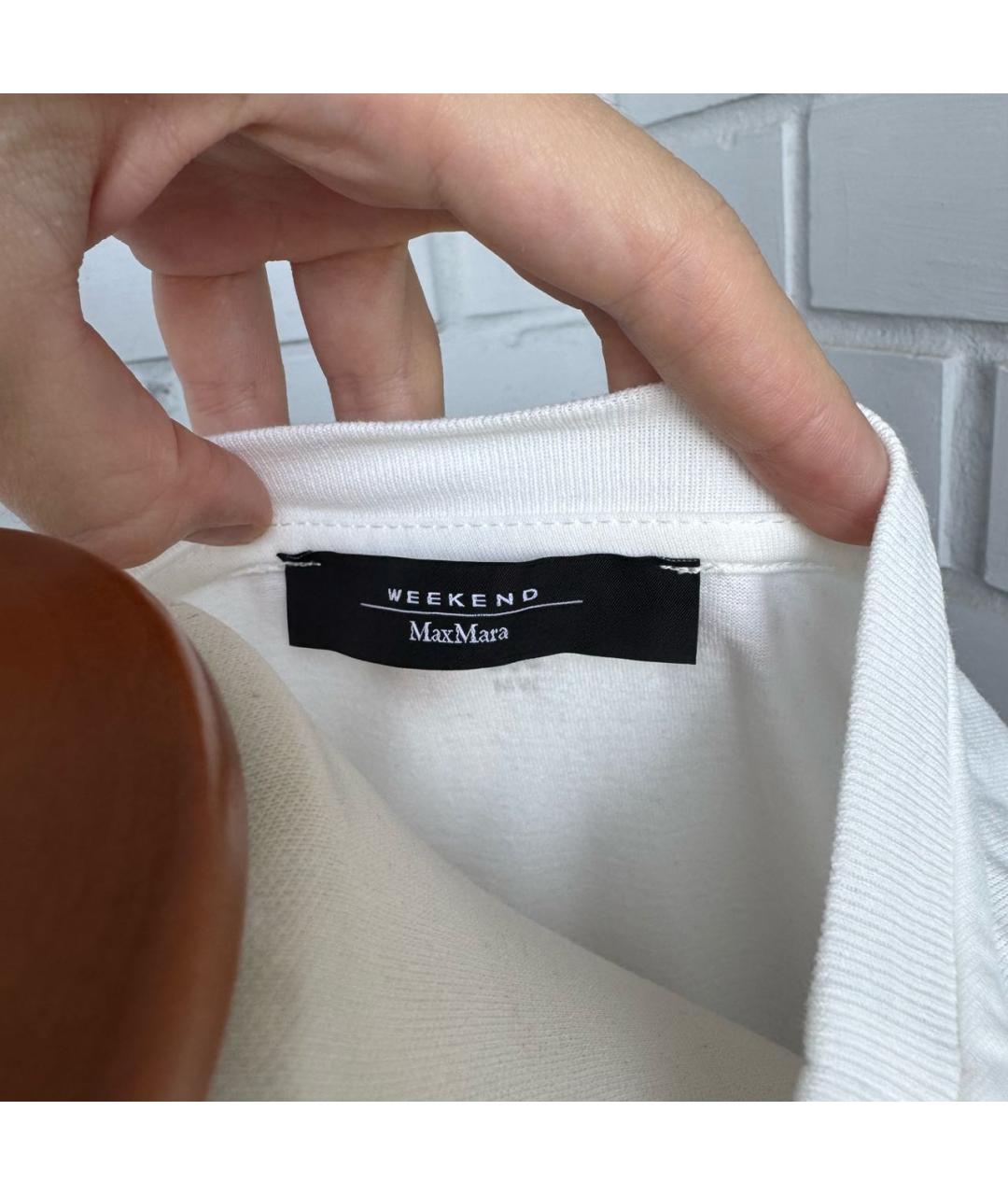 WEEKEND MAX MARA Белая хлопковая футболка, фото 3