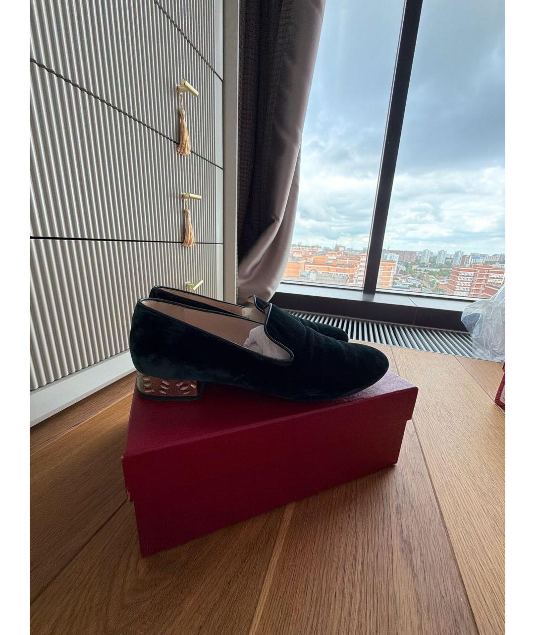 FERRAGAMO Зеленые бархатные лоферы, фото 7