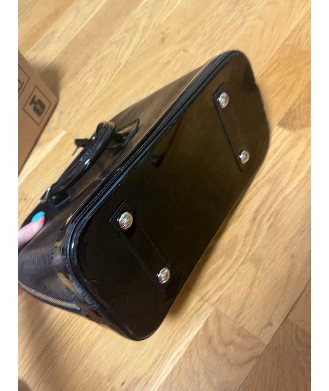 LOUIS VUITTON Черная кожаная сумка с короткими ручками, фото 5