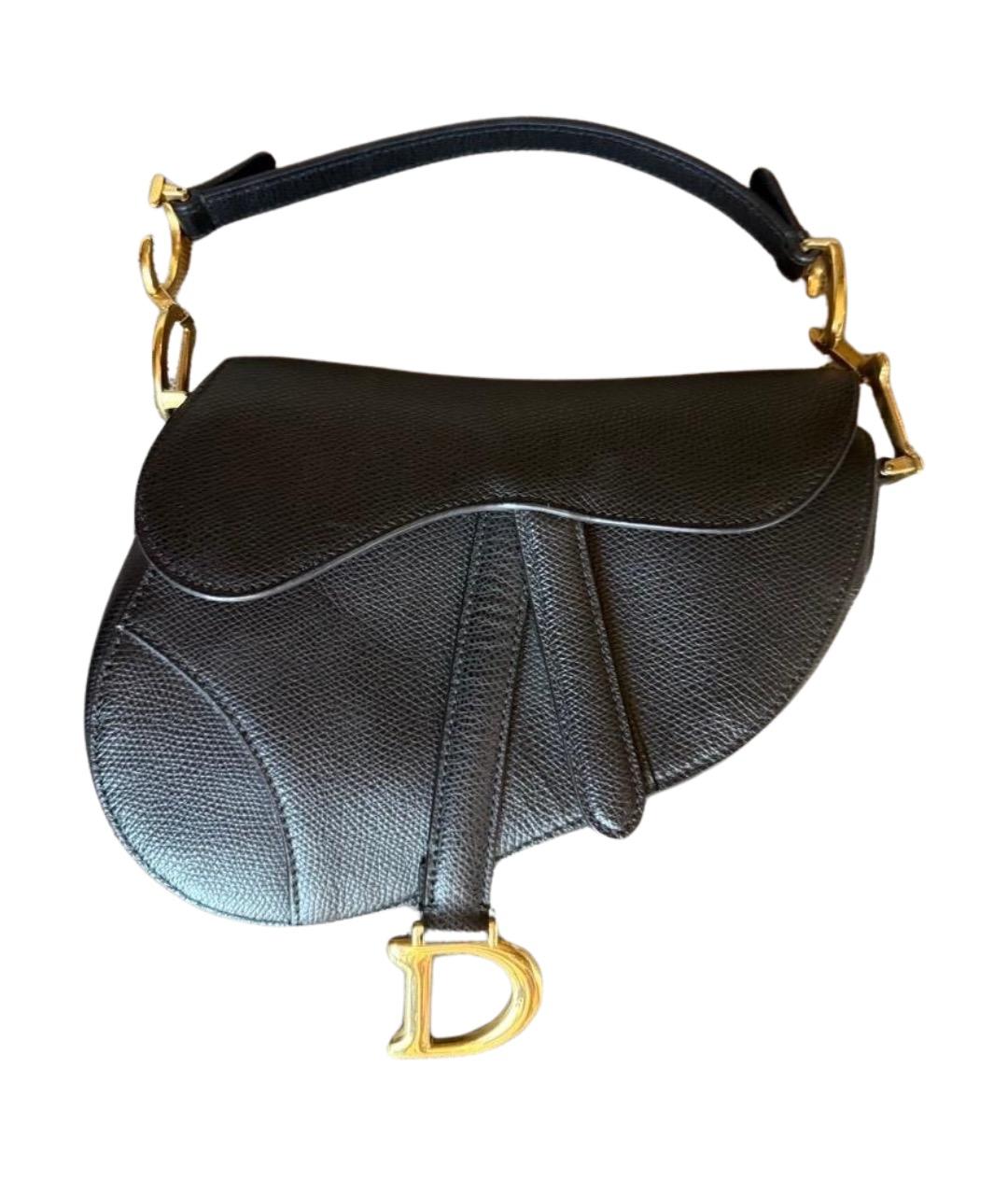 CHRISTIAN DIOR Черная кожаная сумка с короткими ручками, фото 1