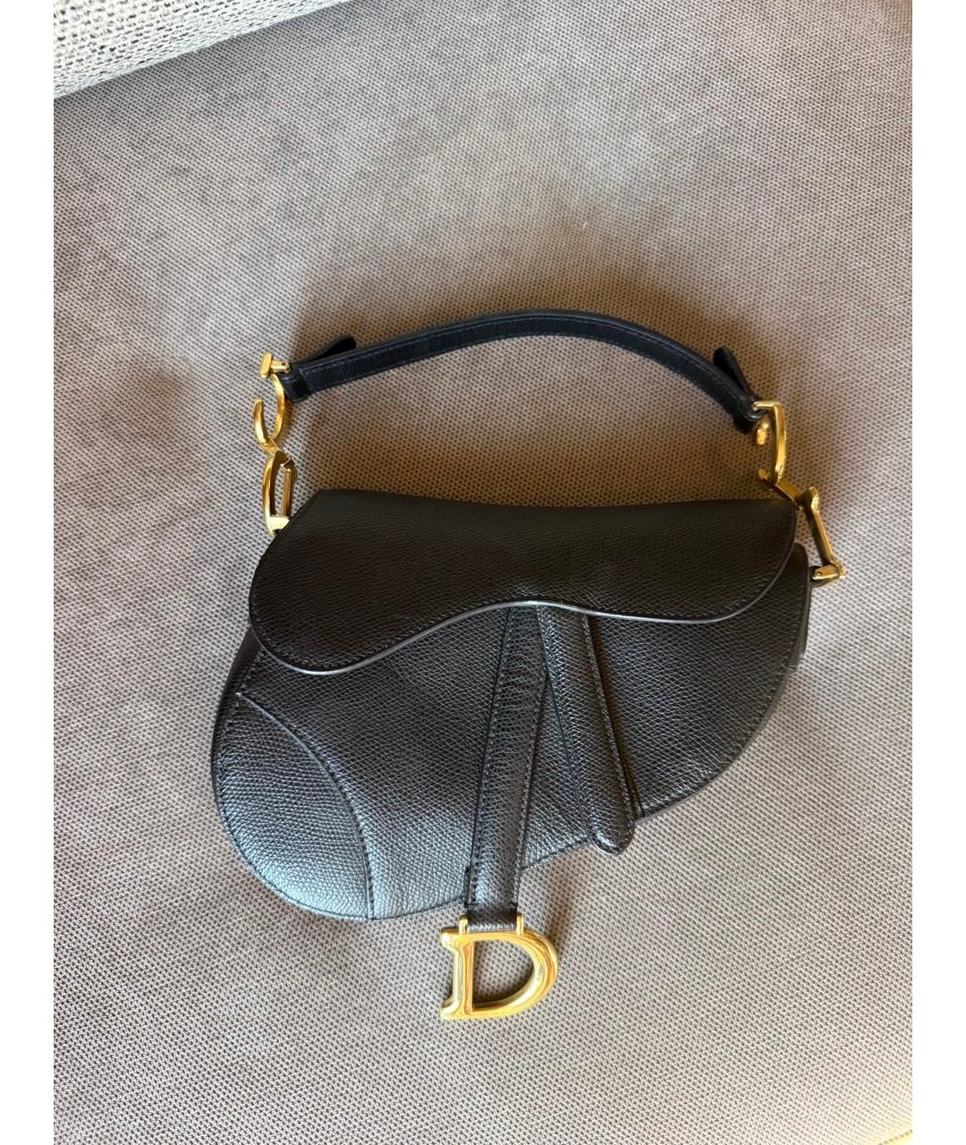 CHRISTIAN DIOR Черная кожаная сумка с короткими ручками, фото 5