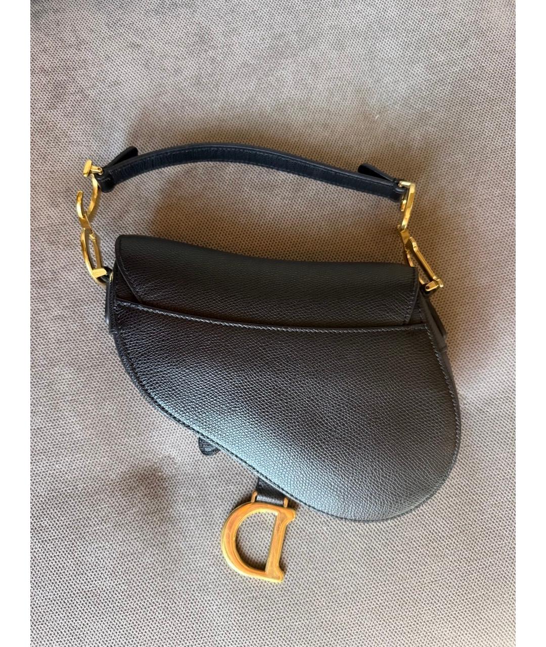CHRISTIAN DIOR Черная кожаная сумка с короткими ручками, фото 3