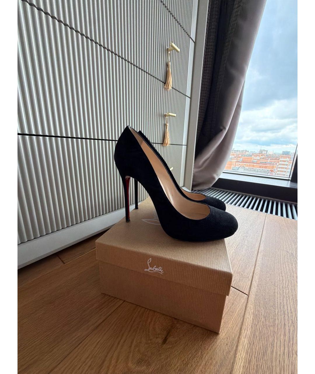 CHRISTIAN LOUBOUTIN Черные замшевые туфли, фото 7