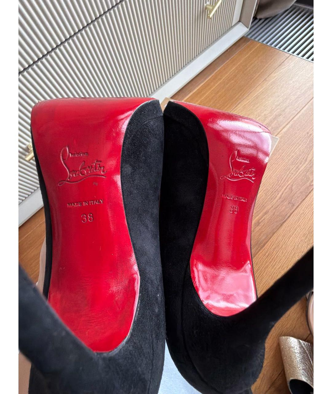 CHRISTIAN LOUBOUTIN Черные замшевые туфли, фото 6