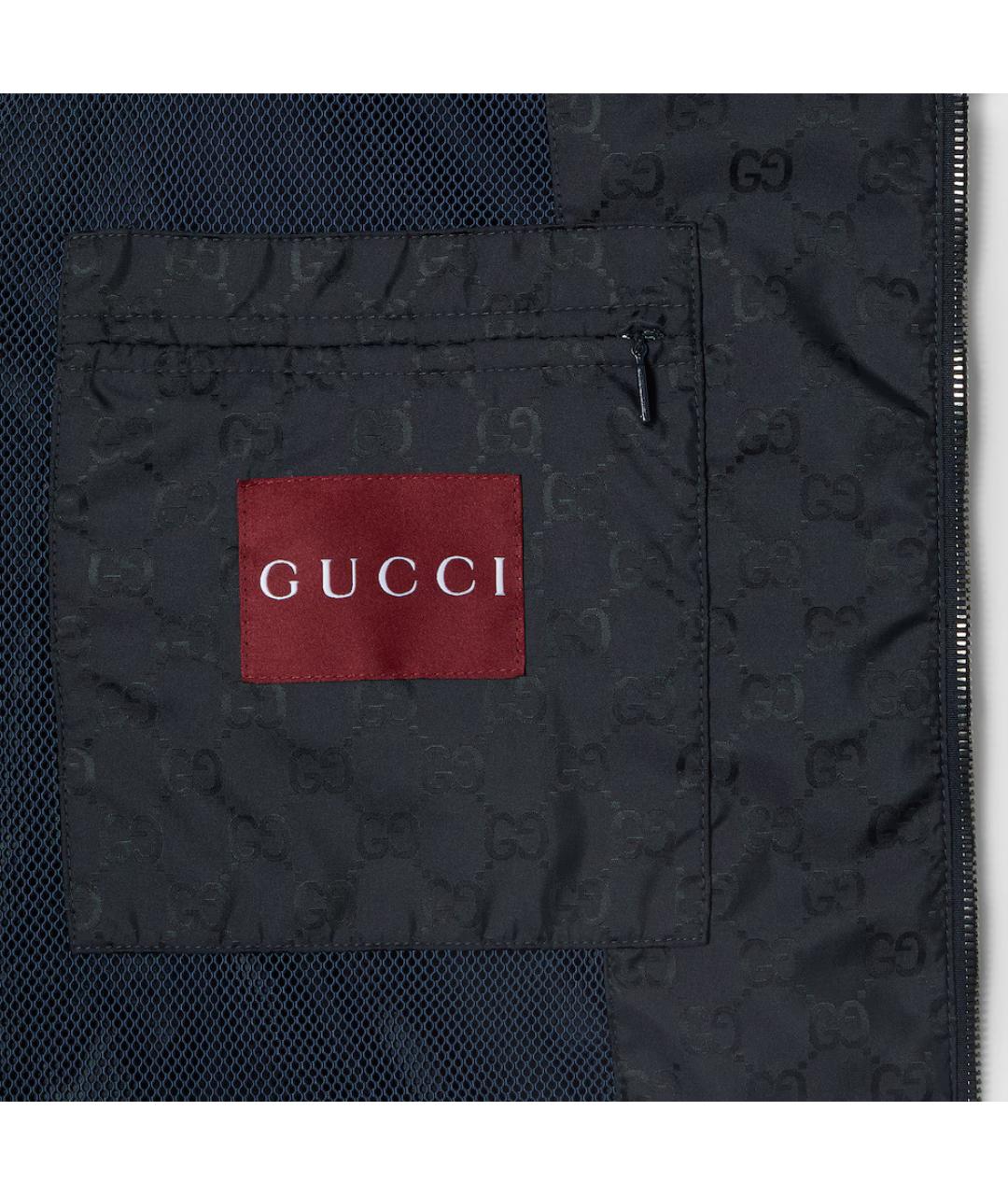 GUCCI Темно-синяя полиамидовая куртка, фото 6
