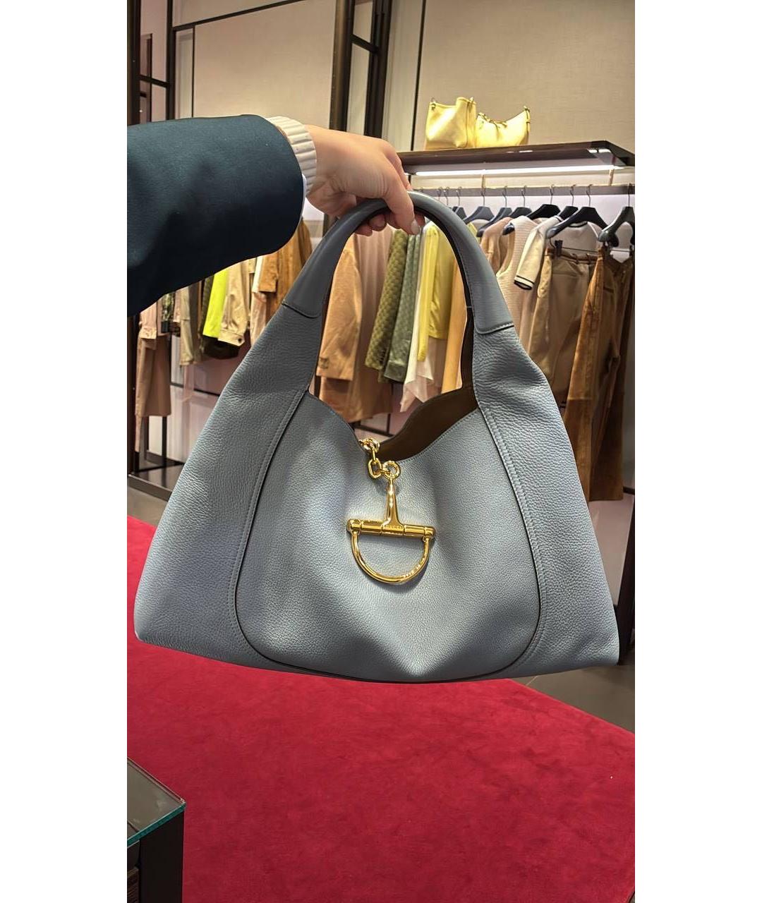 GUCCI Голубая кожаная сумка тоут, фото 2