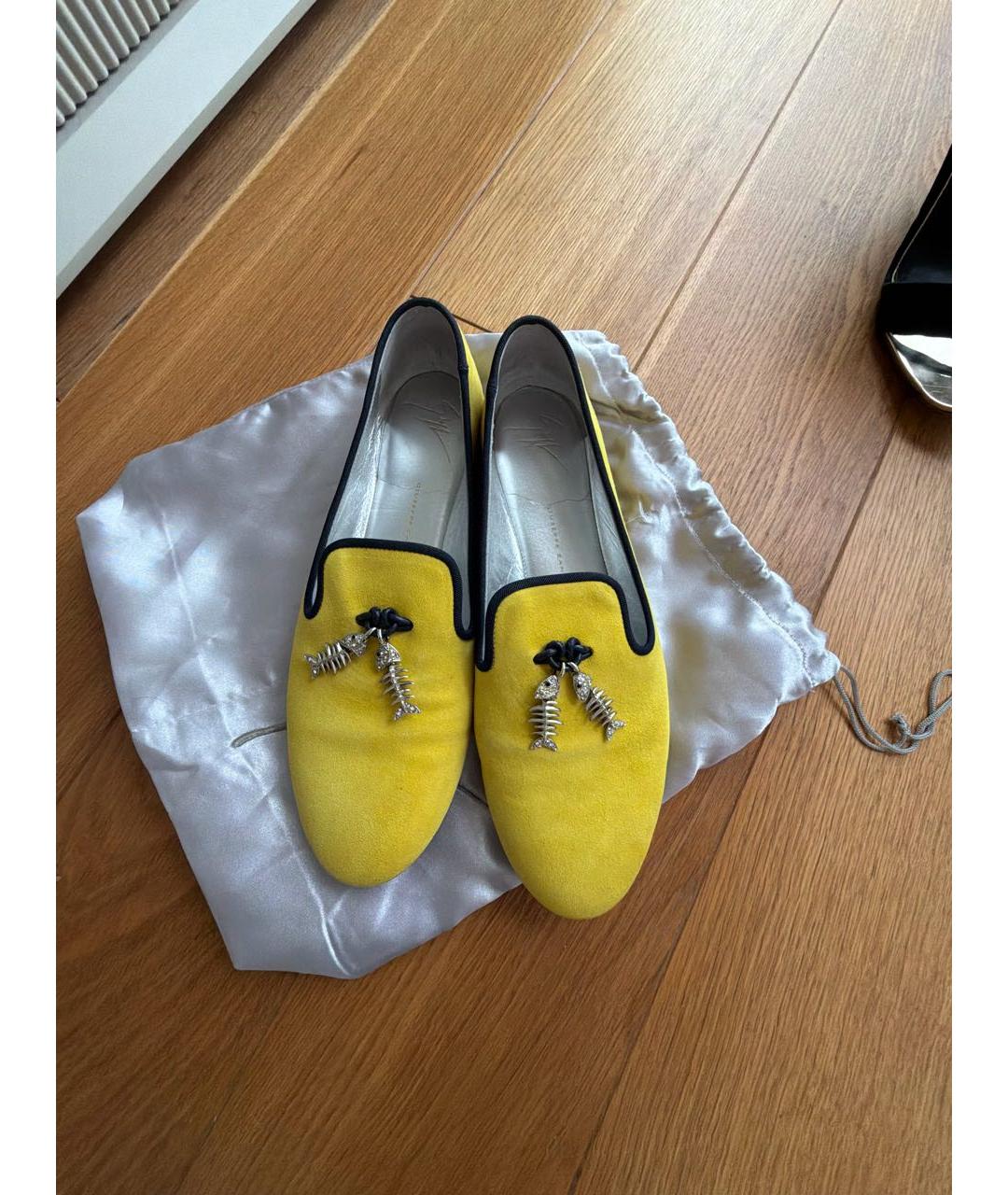 GIUSEPPE ZANOTTI DESIGN Желтые замшевые лоферы, фото 2